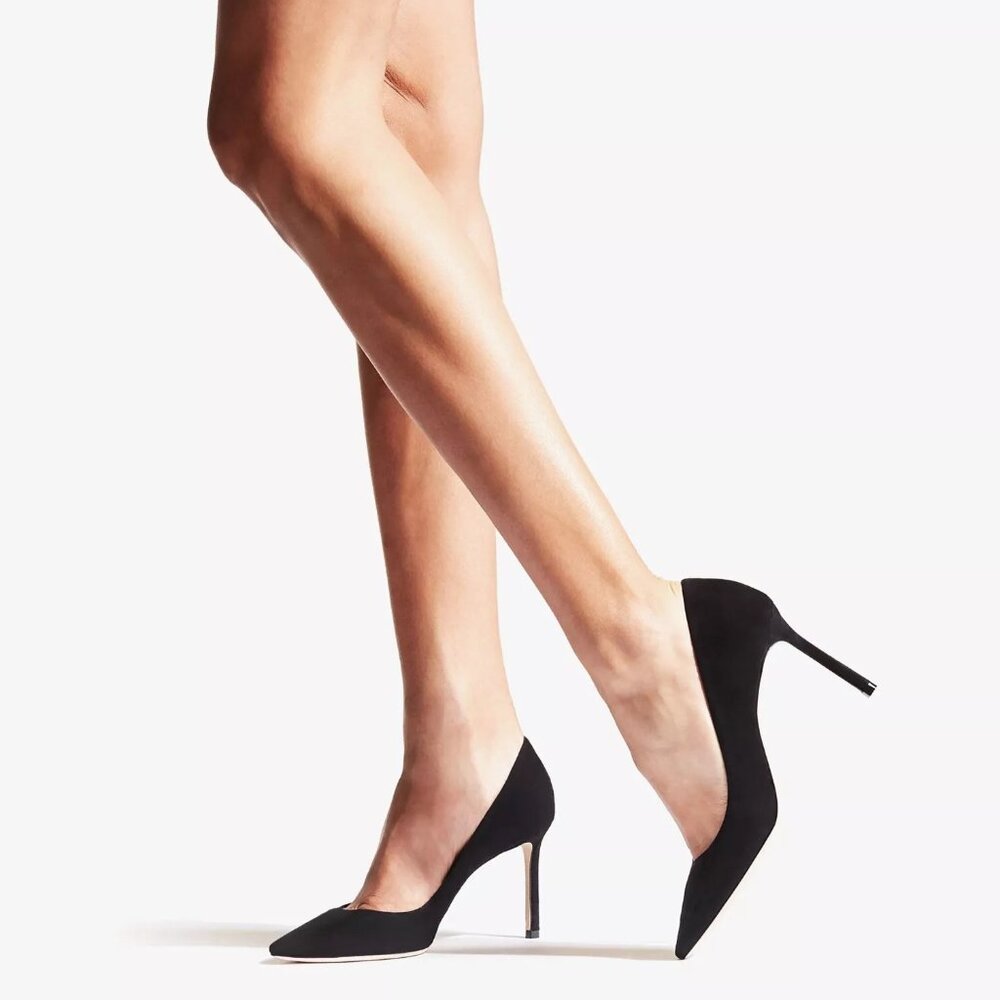 Authentic Jimmy Choo Black Suede Pointed-Toe Pumps Romy 85 – Like New! - Picture 6 of 11
